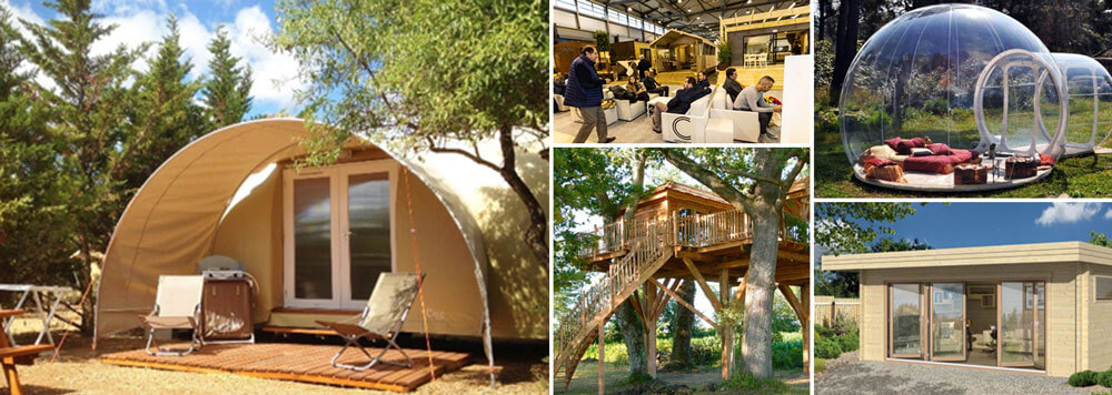 Les Halls A3, A4, B2 et B3 du Sett accueillent les spécialistes des hébergements locatifs (chalets, mobil-homes, tente…)